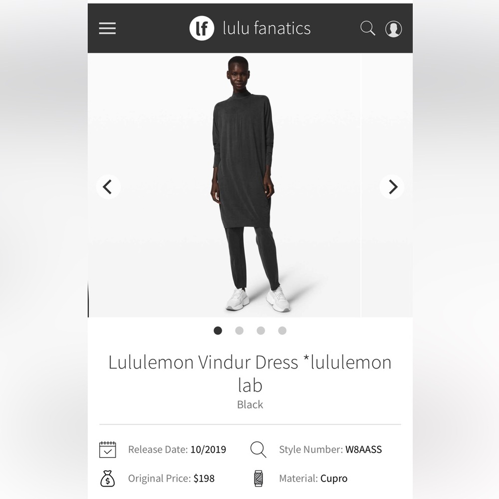 Lululemon Lab-Vindur Dress *FULL CUPRO DRESS• SUPER RARE•Black•NWOT NEW• Large - Picture 2 of 14